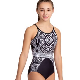 United All Around Maillot de gimnasia para niñas, adultos, niños pequeños, Blanco y negro polinesio, 3 Años/4 Años