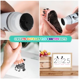 Sortnic 2.54 fl oz (75ml) Black Baby Hand and Footprint Ink Paint, Baby Safe Paint for Newborn Keepsake, Non Toxic Acid-Free, Washable, Pet Paw Print Paint, Ideal New Mom Christmas Gifts