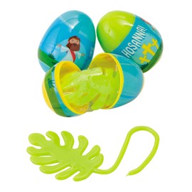 Fun Express 2 1/4" Religious Vinyl Sticky Palm Leaf-Filled Easter Eggs - 12 Pc.