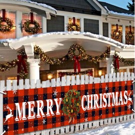 Merry Christmas Banner Christmas Eve Signs Huge Banner Decorations Giant Happy New Years Supplies Fence Yard Sign Outdoor Decorations Photo Backdrop 6 Feet