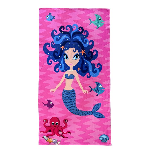 Maya Island Blue Mermaid Beach Towel, 24x48 Size Excellent for