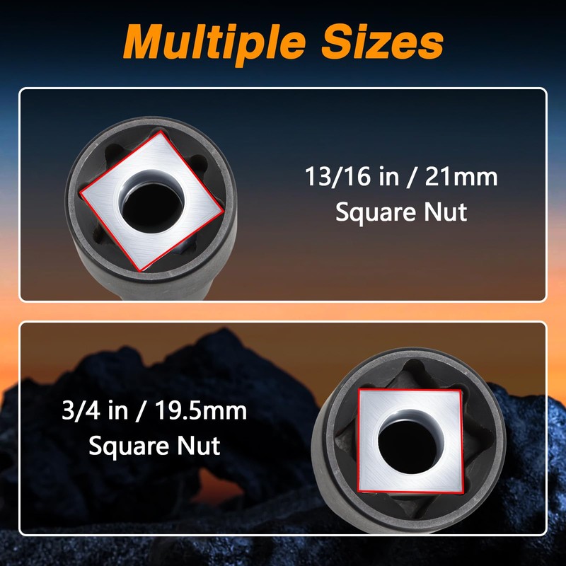 EVRBUL Upgraded 2-in-1 4-Point Square Nut Remover Impact Adapter Socket