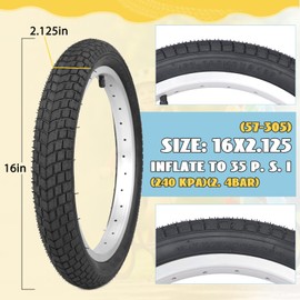 ZUKKA 12/14/16 x 2.125 Bike Tire Kids Bike Tire Folding Replacement Tire for Kids Bike Balance Bike Scooter