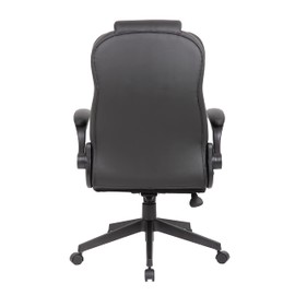 Boss Office Products Executive High Back CaressoftPlus Flip Arm Chair, Black
