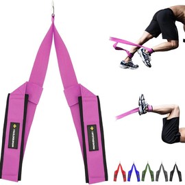 MANUEKLEAR Reverse Squat Strap, Reverse Squat AB Strap for Hip Flexor Training, Perform Hip Flexor Raises, Tricep Pull Downs, AB Crunches, Cable Pulls Home Gym Training Equipment - Color: Pink