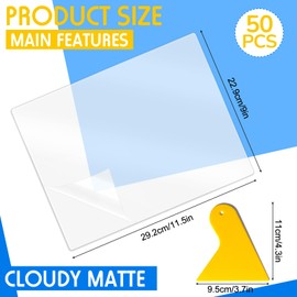Kosiz 50 Pack Matte Self Adhesive Laminating Sheets, 9 x 11.5 Inches, 4 Mil Thick for Letter Size 8.5 x 11 Matte Finish Self Lamination Sealing Sheets, No Heat Laminating Sheet, with Scraper