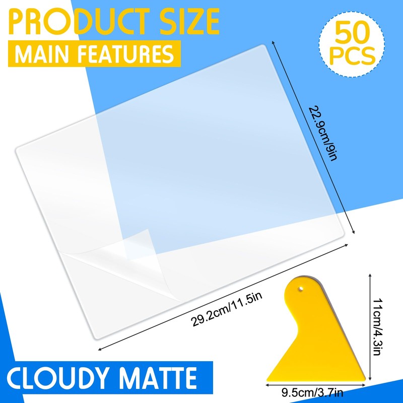 Kosiz 50 Pack Matte Self Adhesive Laminating Sheets, 9 x