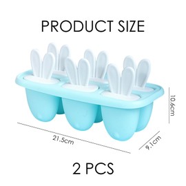 Pack of 2 rabbit ear ice moulds, ice mould with 6 compartments, reusable ice lolly ice mould, children's ice mould