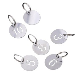 JYTDBCS Stainless Steel Key Tags with Ring 10 pcs, 23mm Hollowed Number ID Tags Key Chain, Numbered Key Rings - 1 to 10