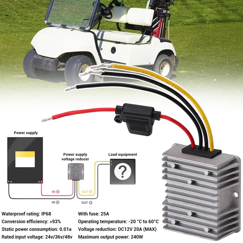 DC-DC 36V/48V to 12V 20A 240W Golf Cart Step-Down Converter,Voltage