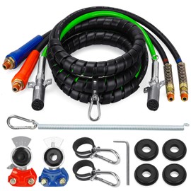 PetMigo 12FT 3 in 1 ABS Power Air Line Air Hose for Semi Trucks Trailer Tractor Wrap 7 Way Electrical Cable, with Glad Hand and Tender Spring Kit