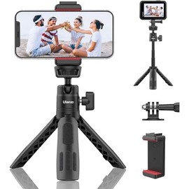 ULANZI M12 - Palo Selfie Extensible para cámara de acción, Soporte portátil para teléfono Celular Vlog con Soporte para teléfono y Adaptador cámara de acción, Mini Agarre de Mano