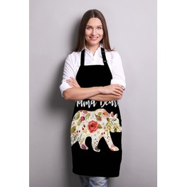 Wasach Mama Bear Kitchen Cooking BBQ Chef Apron,Funny Apron for Men, Women - Dad Gifts, Gifts for Men - Birthday, Mothers Day Gifts for Mom, Wife, Husband, Brother, Friends