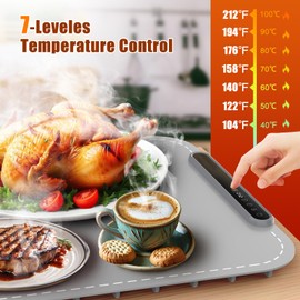 Food Warming Mat for Food, Electric Warming Tray with 7 Adjustable Temp, Foldable Food Warmer 10s Full Surface Fast Heating Pad, Child Lock, Timer Function for Buffet, Party and Home Daily Use