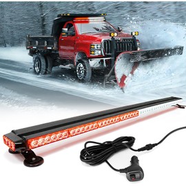 FOXCID 48'' 104 LED Emergency Strobe Rooftop Flashing Light Bar, Double Side Hazard Warning Beacon Safety w/Magnetic for Tow Vehicles Firefighter Cars Trucks Traffic Security,White&Red