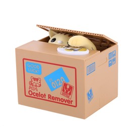 Wakects Money Box Cat Bench, Automatic Coin for Children and Adults - Stealing Coin Cat (Yellow)