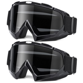MAMBAOUT Adult Dirt Bike Goggles, 2-Pack ATV Motorcycle Goggles for Men & Women, Wide Vision Riding Off-Road Goggles