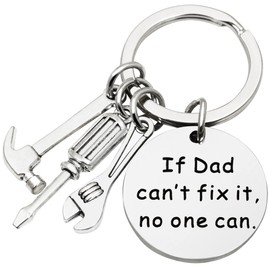 TRIXES If Dad Can’t fix it No one Can Keyring - Dad Keyring - Key Fob - Silver Metal Alloy - Tools Pendant - Split Ring - Key Chain - Car Accessories - Father’s Day Gifts