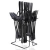 Flatware Set Rack,24 Piece Gilded Silverware Set with stand,Hanging Stainless