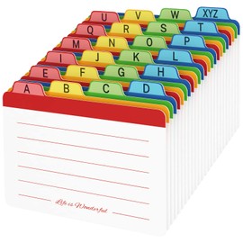 Neando 5 x 8 inches Index Card Dividers, Alphabetical Tabbed Index Cards Guides, Colored Note Cards, File and Recipe Guides with Alphabetical Tabs, Assorted Colors, 24 Counts, A-Z Guide