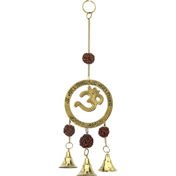 New Age Source The Brass Bell Chime Om with Rudraksha Each