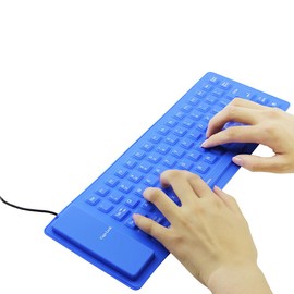 Foldable Silicone Keyboard, USB Wired 85 Keys Waterproof Rollup Silent Typing Soft Touch Keyboard for PC Notebook Laptop(Blue)