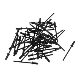 TUCKBOLD Open End Large Flange Blind Rivets Black 50 Pcs 3mm Grip Diameter 8mm Grip Length 6mm Flange Diameter Aluminum Alloy Iron