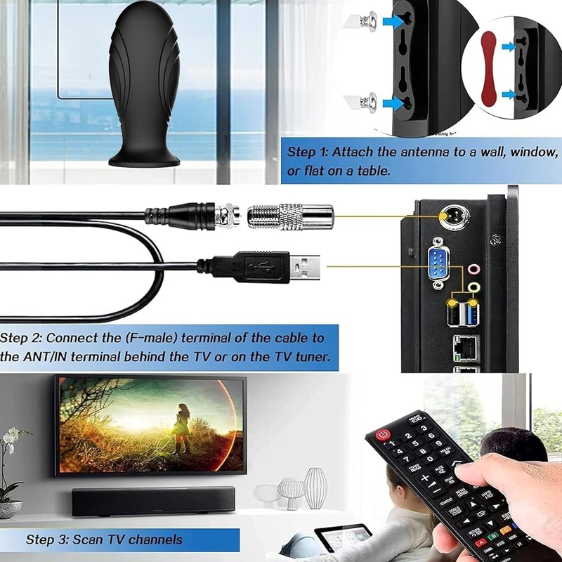 2024 TV Antenna,TV Antenna Indoor, TV Antenna for Local Channels,360+