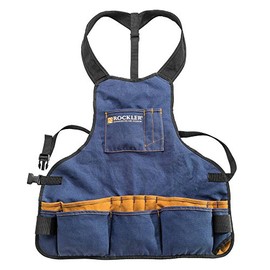 ROCKLER Wood Working Shop Aprons for Men (14 oz) – Adjustable Broad Shoulder Work Apron w/Padded Shoulder Straps & Quick-Release Buckle – Duck Cotton Woodworking Apron w/ 17 Pockets