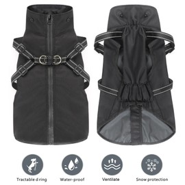 Mosucoirl Dog Raincoat Waterproof Dog Hoodie Reflective Dog Raincoat Hooded Adjustable Rain Jacket for Small Medium Large Dogs Puppies (Black, S)