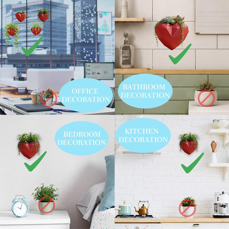 Heart-Shaped Wall Planter, Self-Watering Pot for Indoor Plants