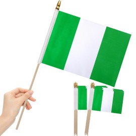 LoveVC 12Pcs 8×12 Inch Nigeria Flags Small Nigerian Flag on Wood Stick Mini Handheld Flags Decorations