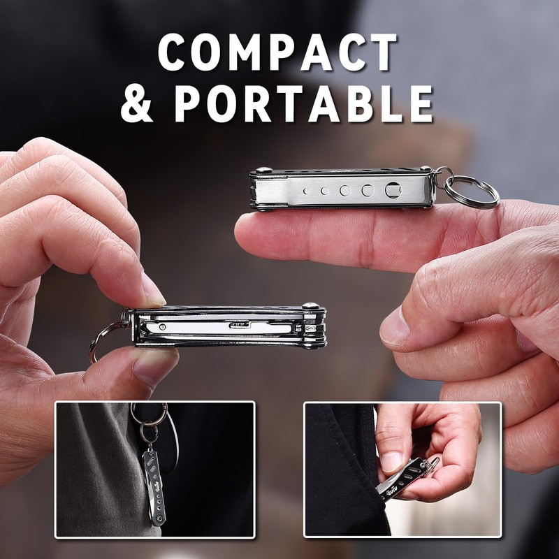 OUTU Keychain Nail Clipper Multitool, 6 in 1 EDC Utility