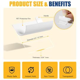 vimiroo Double Sided Sticky Tack, 75pcs Clear 0.5" Museum Putty, Easy to Peel Strong Poster Putty for Wall Hanging, Crafts, Posters, Photos, DIY Projects