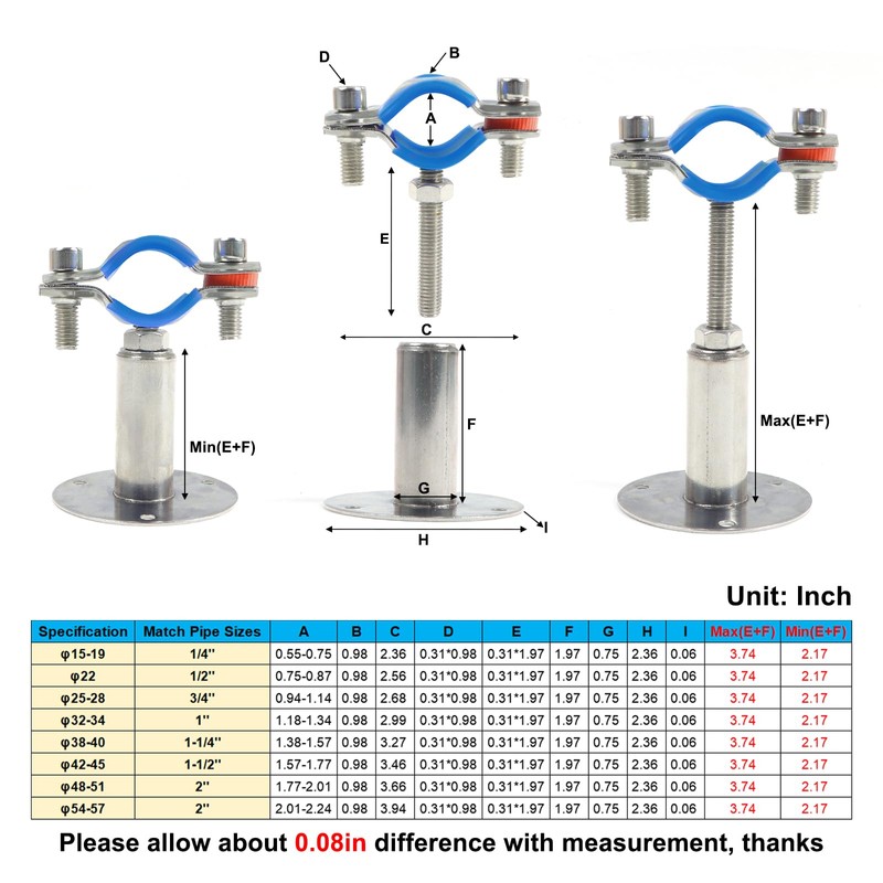 Kodilin 4PCS 304 Stainless Steel Wall Mount Ceiling Mount Pipe