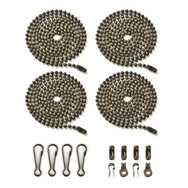 Wayilea Ceiling Fan Pulls Chain, 4 Pack Fan Extension Chain 90cm long, 4 PCS Hooks 8 PCS Connectors for Light/Lamp Extender Replacement (3.2mm Beaded Oil Rubbed Bronze Chain)