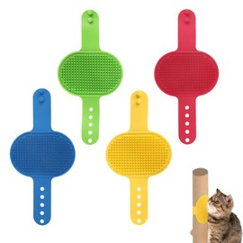 4Pcs Cat Self Groomer and Massager, Cat Brush for Short Haired Cats and Long Haired Cats, TPR with 241 Massage Teeth for Furniture Protection and Stress Relief, 26 x 12.5 cm