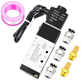 Tailonz Pneumatic 1/8"NPT Solenoid Valve 4V110-06 12V/24V/110V/220V Single Coil Pilot-Operated Electric 2 Position 5 Way Connection Type