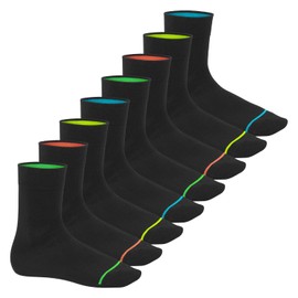 Footstar Men's & Women's Cotton Socks 8 Pairs Black Socks with Neon Glow - 43-46