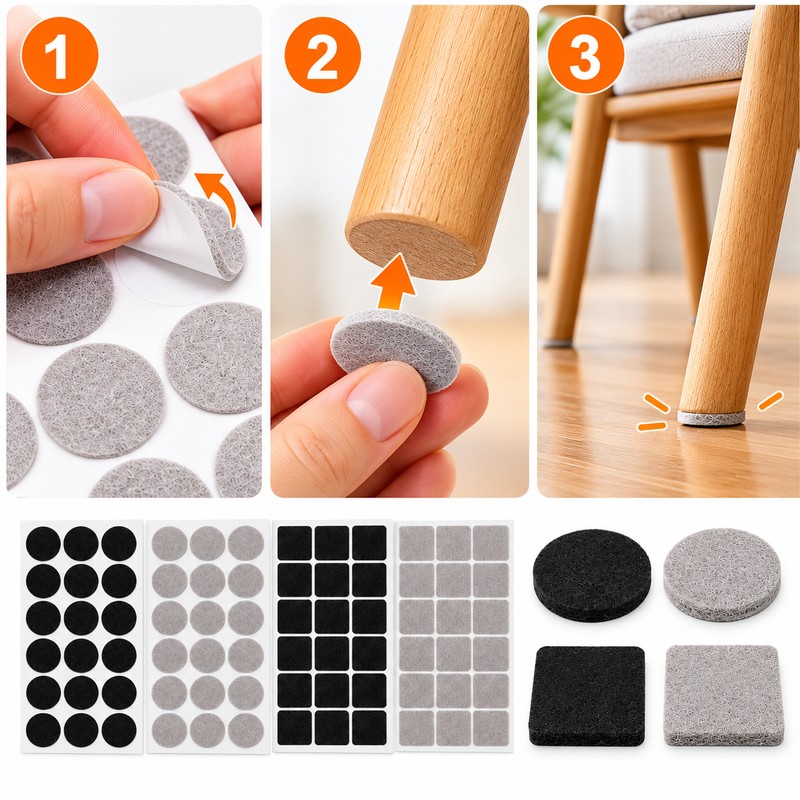 360-Piece Self-Adhesive Felt Furniture Pads for Floor Protection – Round