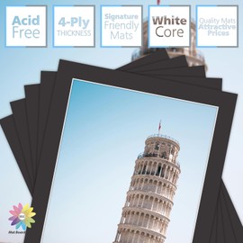 MBC MAT BOARD CENTER, 5 Pack 8x10 for 7x9 Black Picture Mats Frame Mattes, Bevel Cut, Acid Free, 4-ply Thickness