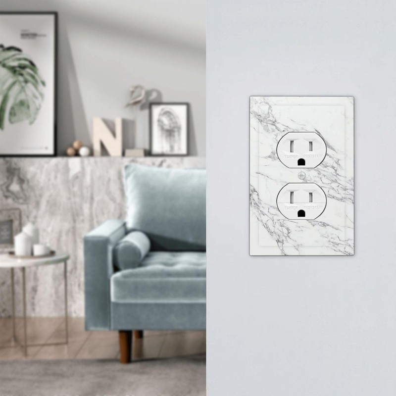 Duplex Receptacle Outlet Cover Wall Plate Covers White Gray Marble