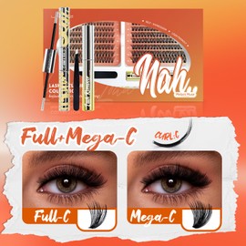 Lash Clusters Kit - LANKIZ DIY Lash Extension Kit, C Curl Wispy Natural False Lashes, Waterproof Bond & Seal Glue, Long-Lasting Individual Eyelash Clusters for Beginners & Professionals - MuseV+ C