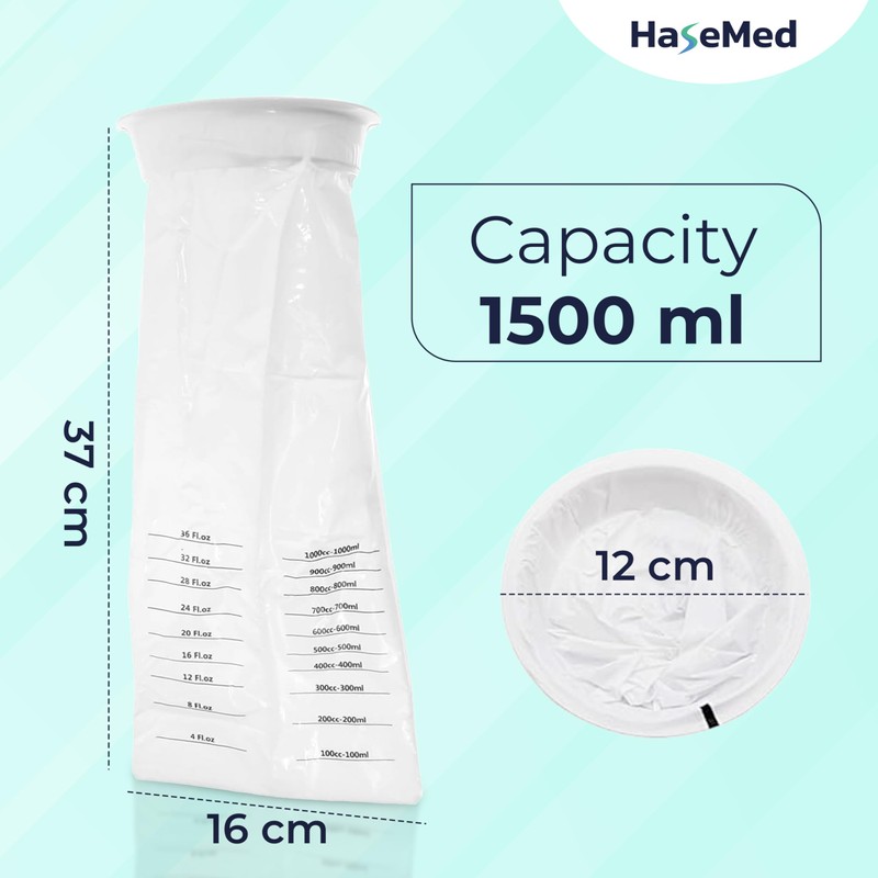 HaseMed Disposable Sick Bags with Closure Ring | Leakproof, Opaque