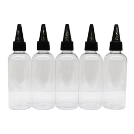 EpoChemical PET Clear Cap Bottle, 3.4 fl oz (100 ml), Pack of 5
