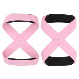 PATIKIL Figure 8 Lifting Strap, 2 Pack Weightlifting Wrist Wraps Dead Lift Padded Grips 8 Loop Weight Lifting Straps for Fitness Power Strength Training, Light Pink, L