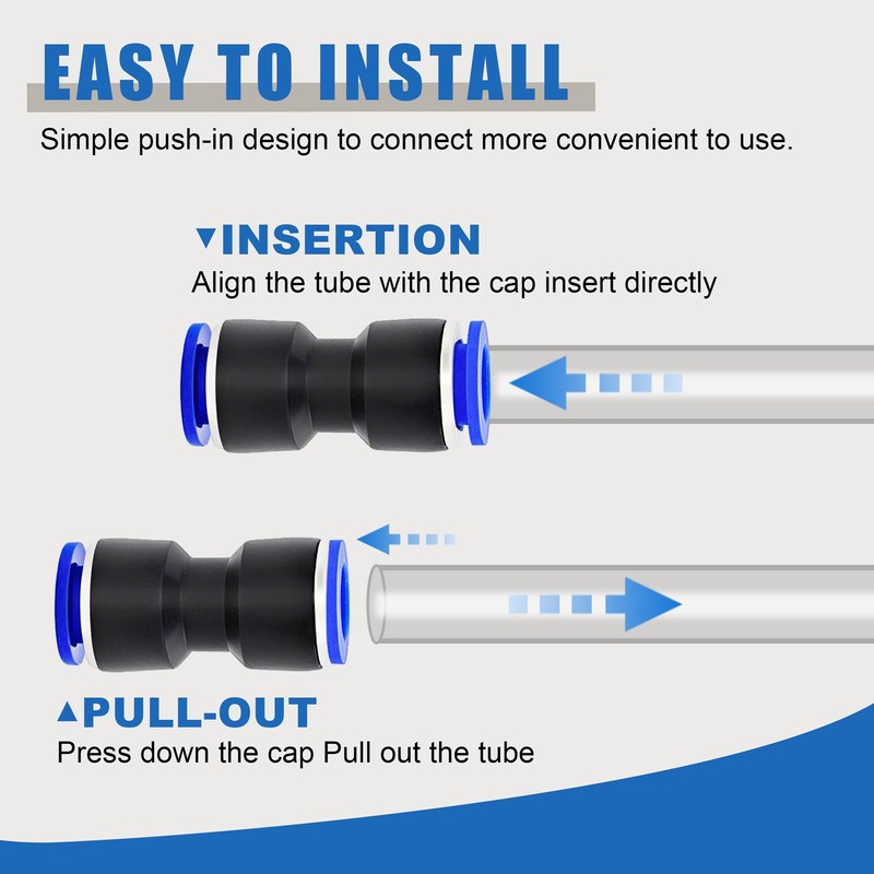 Brintek 100PCS Push to Connect Fittings Pneumatic Air Line 4