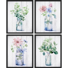 SIGNWIN Framed Poster Wildflowers Floral Botanical Print Nature Illustration Decorative Country/Farmhouse Rustic Cozy Zen for Living Room, Bedroom, Office - 12"x16"x4 Black