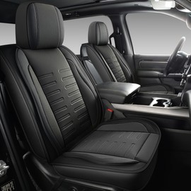 LINGVIDO Pickup Car Seat Covers fits Ford F-150 F150 2009-2025 XL XLT Lariat King Ranch Platinum Tremor Faux Leather Waterproof Vehicle Cushion Seat Covers(Front Seat,Black)