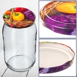 KADAX Screw Lids fi82mm Twist Off Lids Set Metal Replacement Lids for Mason Jars, Lids with 6 Locking Teeth for Jars and Preserving Jars (Vegetable Basket, 10 Pieces)